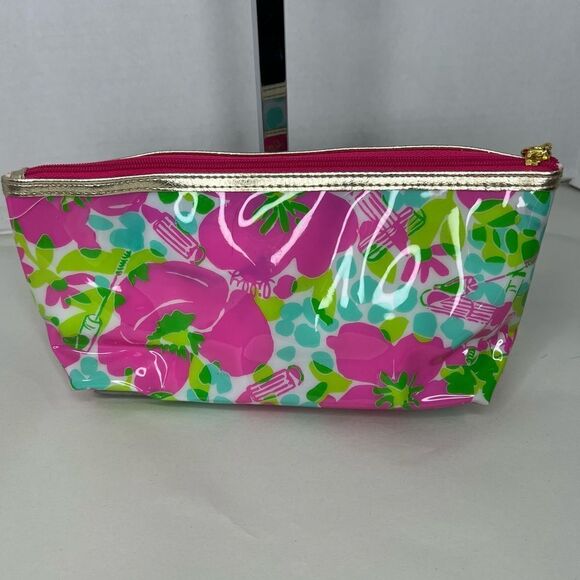 Lilly Pulitzer for Estee Lauder Floral Print Pink Multicolor Small Makeup Bag - Picture 3 of 7
